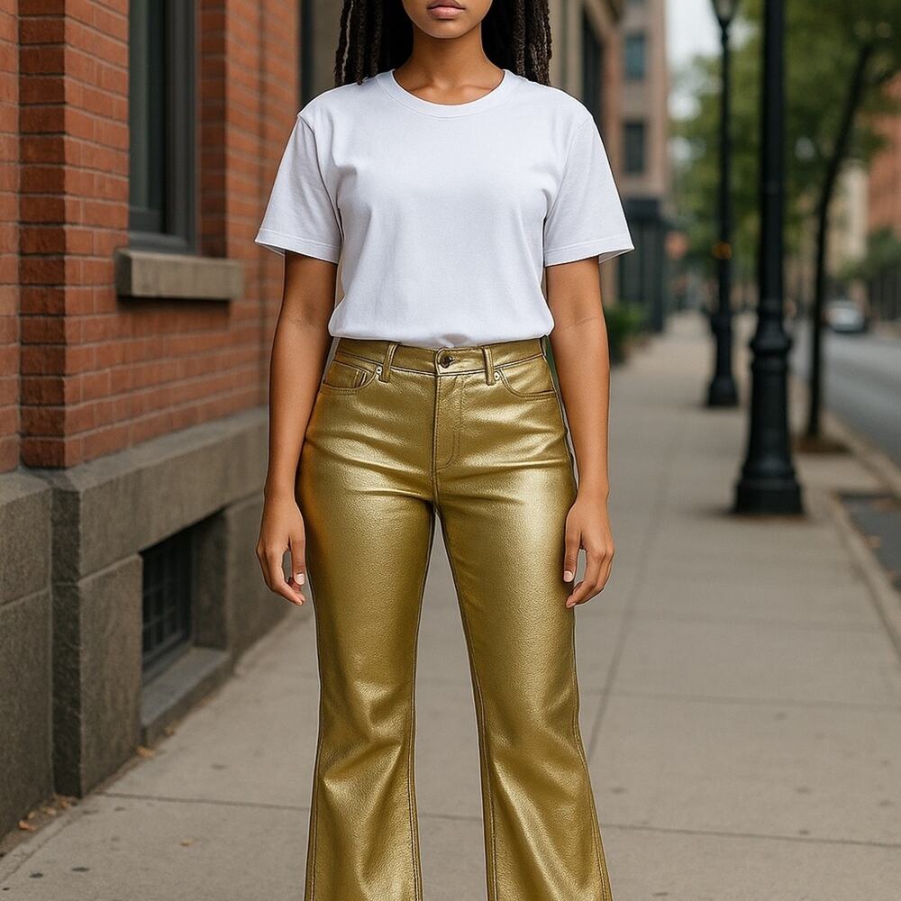 DGH Women’s 14P Metallic Gold Bootcut Jeans